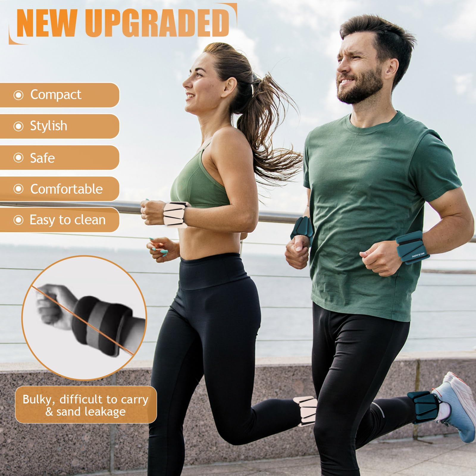 BECOJADDE Juego de 2 pesas de tobillo (1 libra/2 libras/3 libras cada una), pesas de muñeca ajustables para mujeres y hombres, pesas para brazos, piernas, pilates, correr, caminar, entrenamiento, yoga