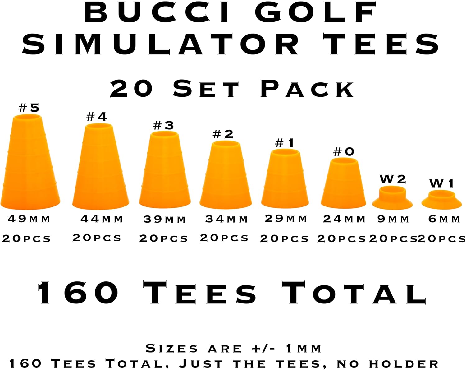 Simulator Tees 160 Piece Set 2025 More Sizes Now with This Set and More Options at The BUCCI GOLF Store
