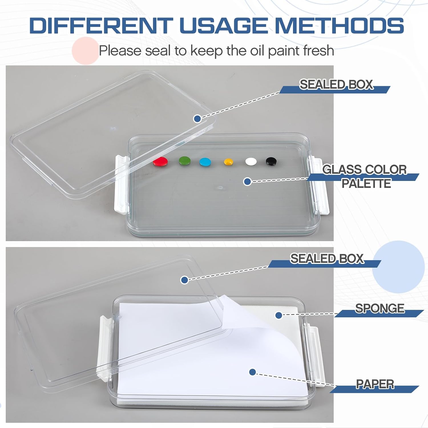 Nuanchu 1 Pcs 9 x 12 Inch Clear Tempered Glass Palette for Oil Painting Airtight Stay Wet Palette Container and 40 Sheets Disposable Paper Keeps Paint Fresh for DIY Color Mixing Beginners