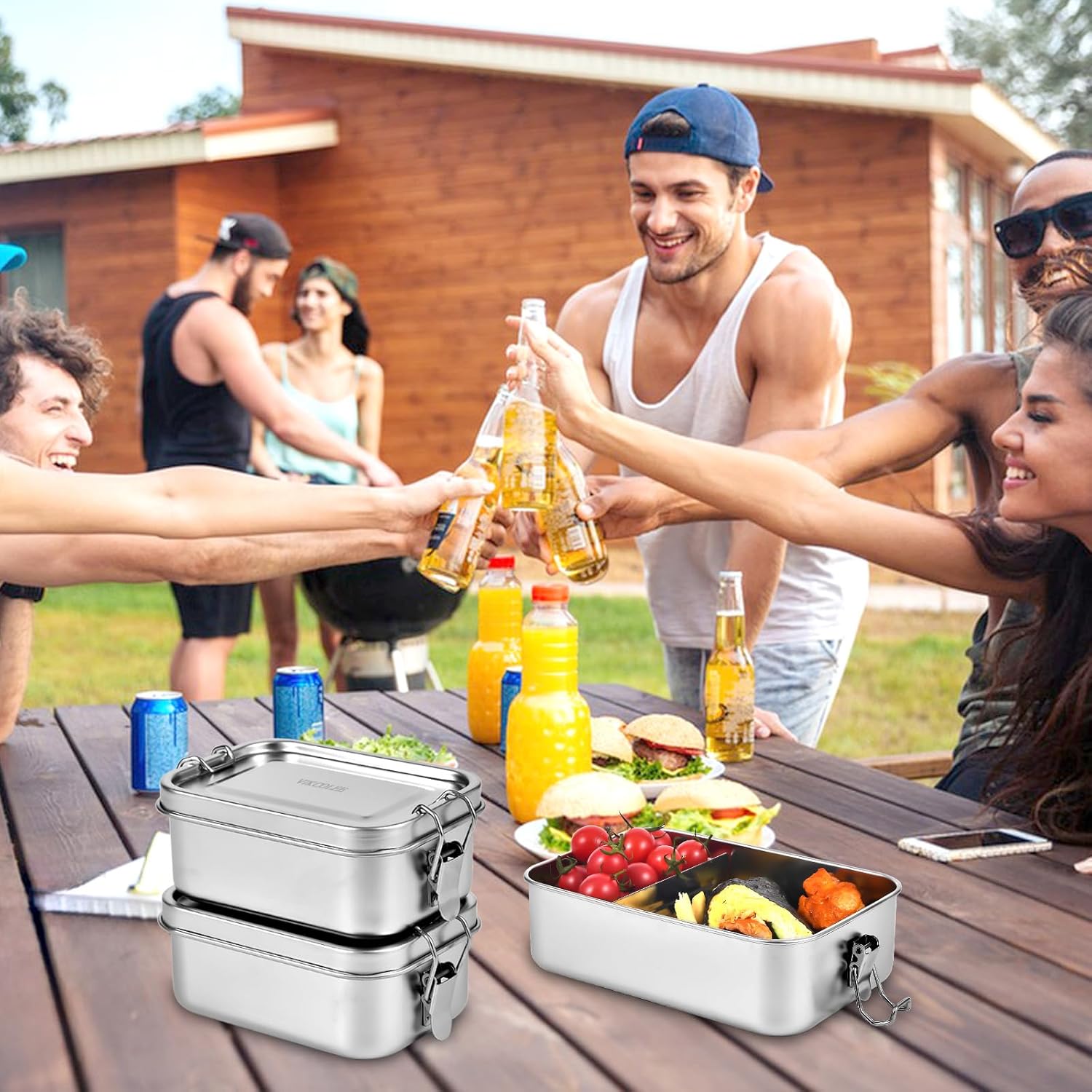 4 PCS Stainless Steel Bento Box 850ml, Metal Lunch Box Food Containers, Steel Lunch Container for Home, Work, Camping - Image 8