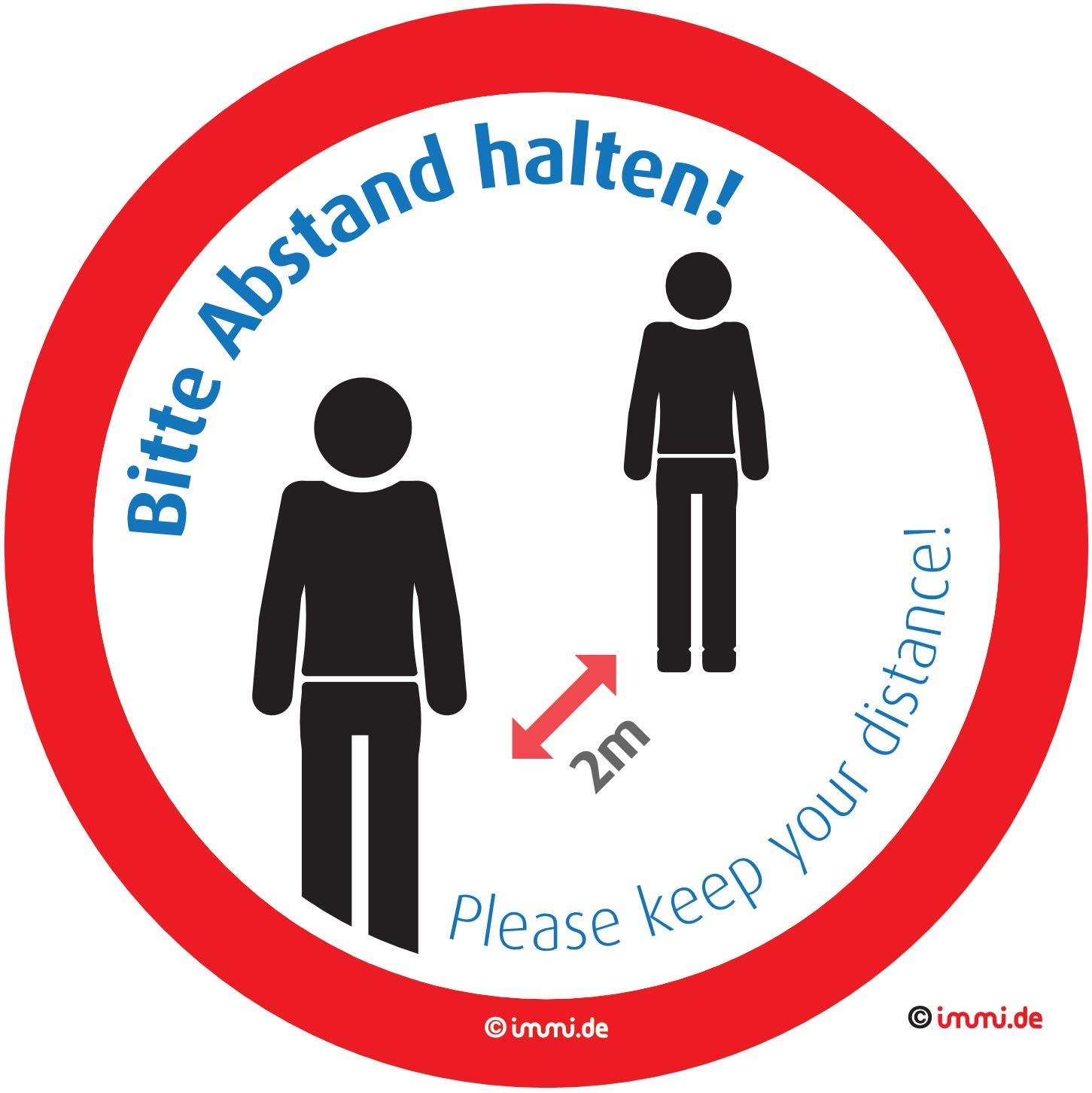 immi 4x Abstand halten Aufkleber - Please Keep Your Distance, 95mmØ