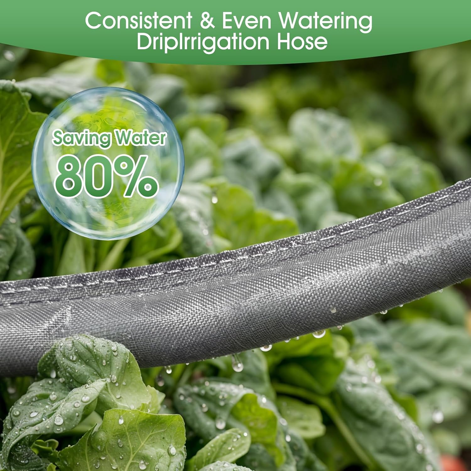 50ft Lightweight Fabric Soaker Hose, Heavy-Duty Drip Irrigation Hose with 87% Water Saving, Leak-Proof Fabric Cover Design for Vegetable Gardens, Flower Beds & Lawns image 4