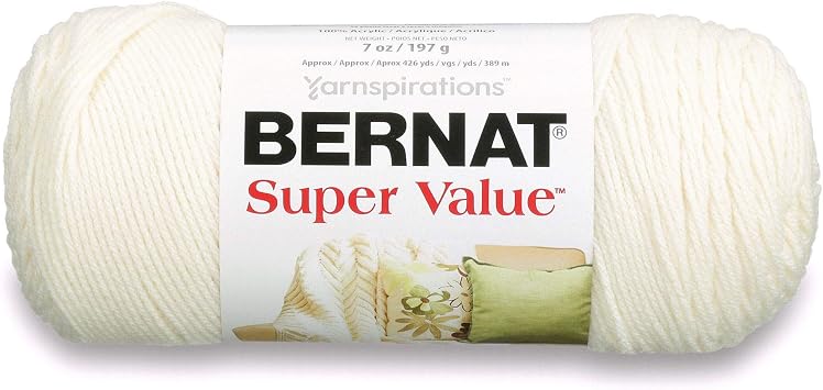 Bernat Super Value Yarn, 7 oz, Gauge 4 Medium Worsted, Natural