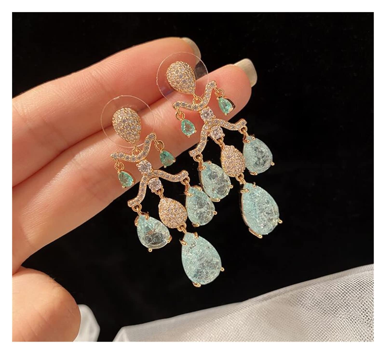 Orecchini di zirconi a Forma di Goccia di Corte di Gioielli di Moda per Ciondolo da Donna Accessori per Orecchie da Donna retrò Eleganti per Regalo per Ragazza Orecchini di Fascia Alta