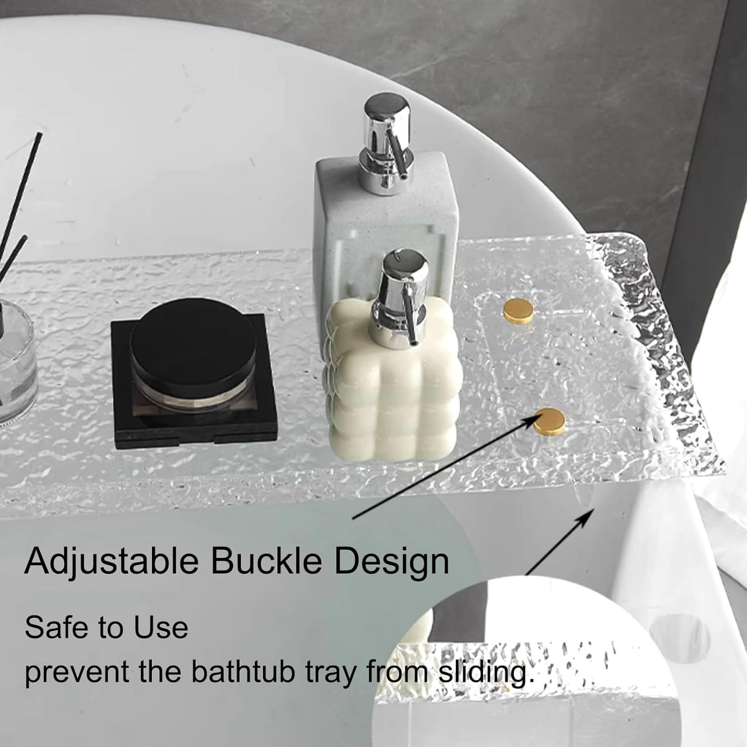 Bandejas para bañera, Bandeja Transparente para bañera, Ajustable, Decorativa y práctica, con Capacidad para Libros, teléfonos, Velas y tabletas, 65 cm