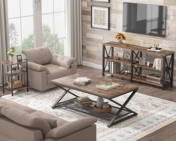 LVB Coffee Table for Living Room Coffee Tables Storage 120cm Rustic Brown