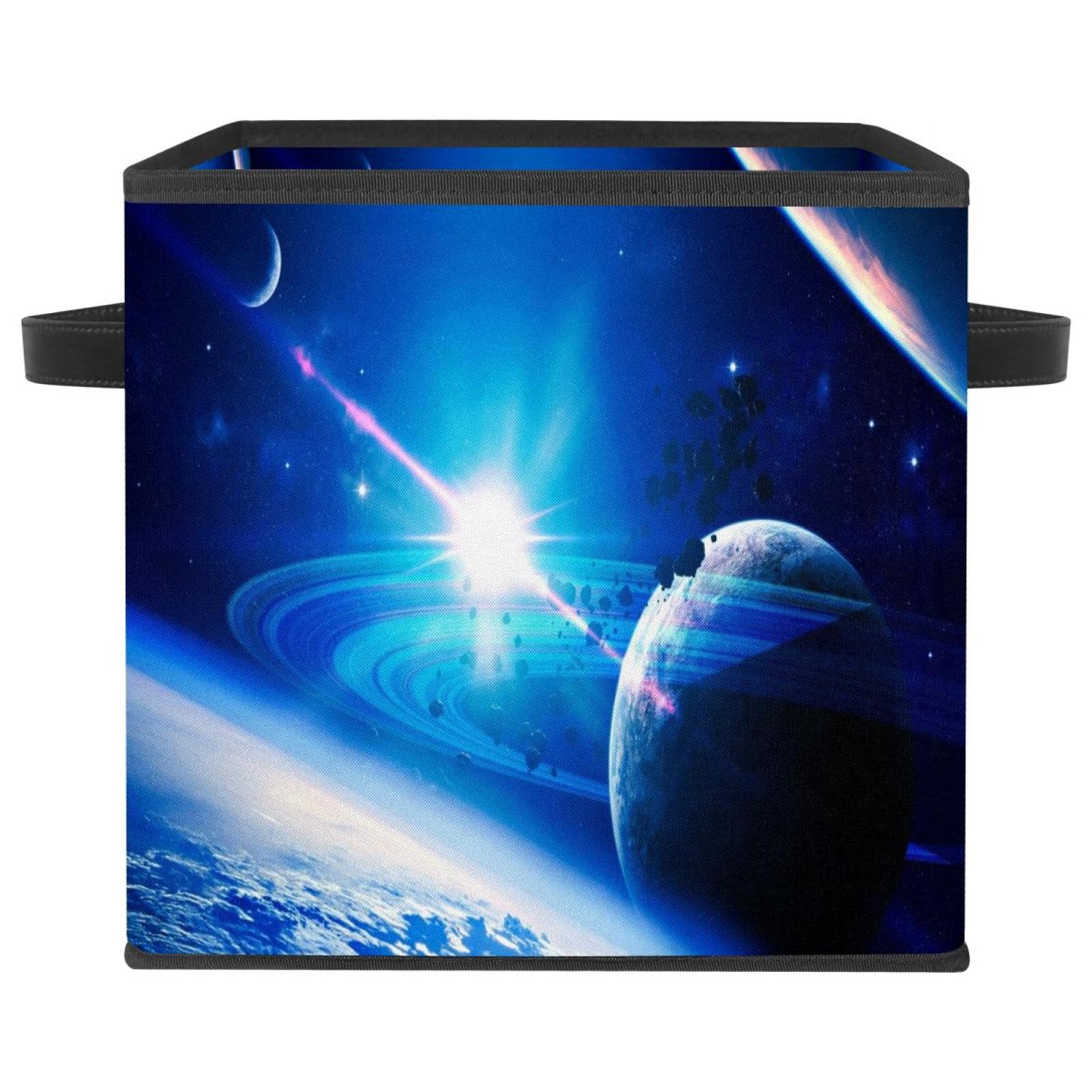 Boîte de rangement pliable avec poignées tissu rigide cube espace enfant