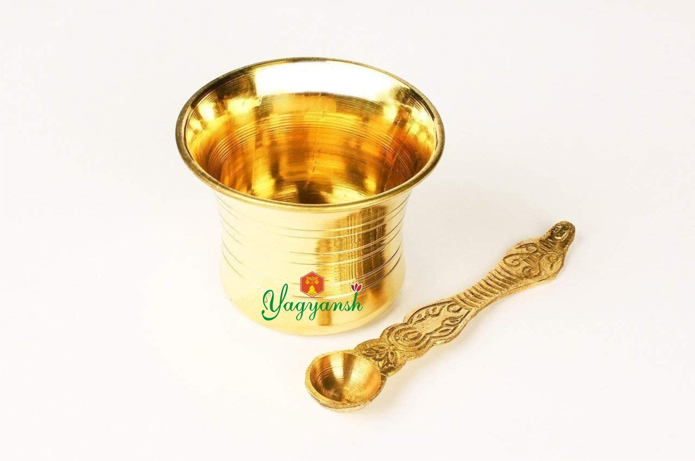 yagyansh Pure Brass Pancha Patra Pali with Antique Finish, Secred Water Glass for Home/Temple YPS089
