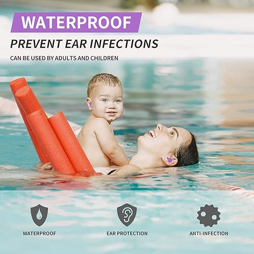 Miniatura 3 de LYSIAN Tapones moldeables de silicona suave, 5 pares, tapones para los oídos con cancelación de ruido SNR de 27 dB para dormir, trabajar, nadar,