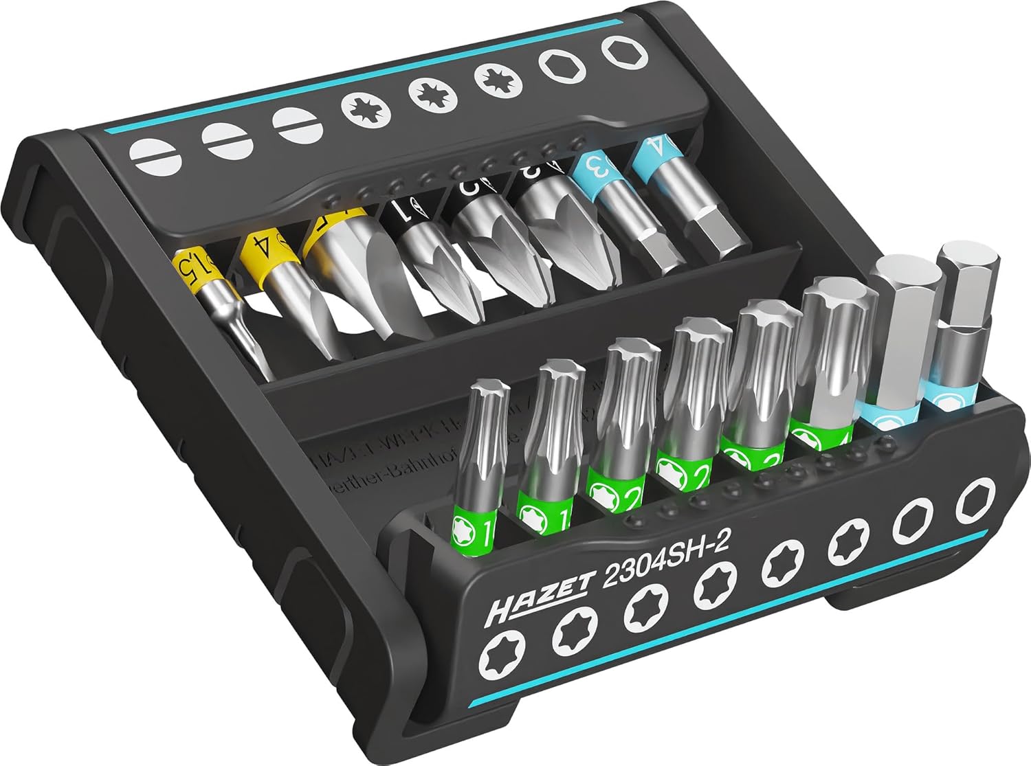 HAZET - Smart Holder 2304SH-12 I Tool Holder 8 Pieces I Output: 6.3 (1/4 Inch) Output: Slotted Profile, Phillips Profile PH, Inner Torx Profile I Car Maintenance, Repairs, Assembly Work