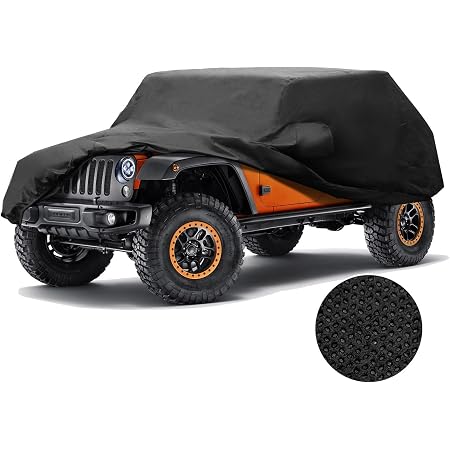 Custom Outdoor Waterproof Car Cover For Jeep Wrangler JK & JL 4-Door (2007-2021) – Black Oxford Cloth – Includes Storage Bag