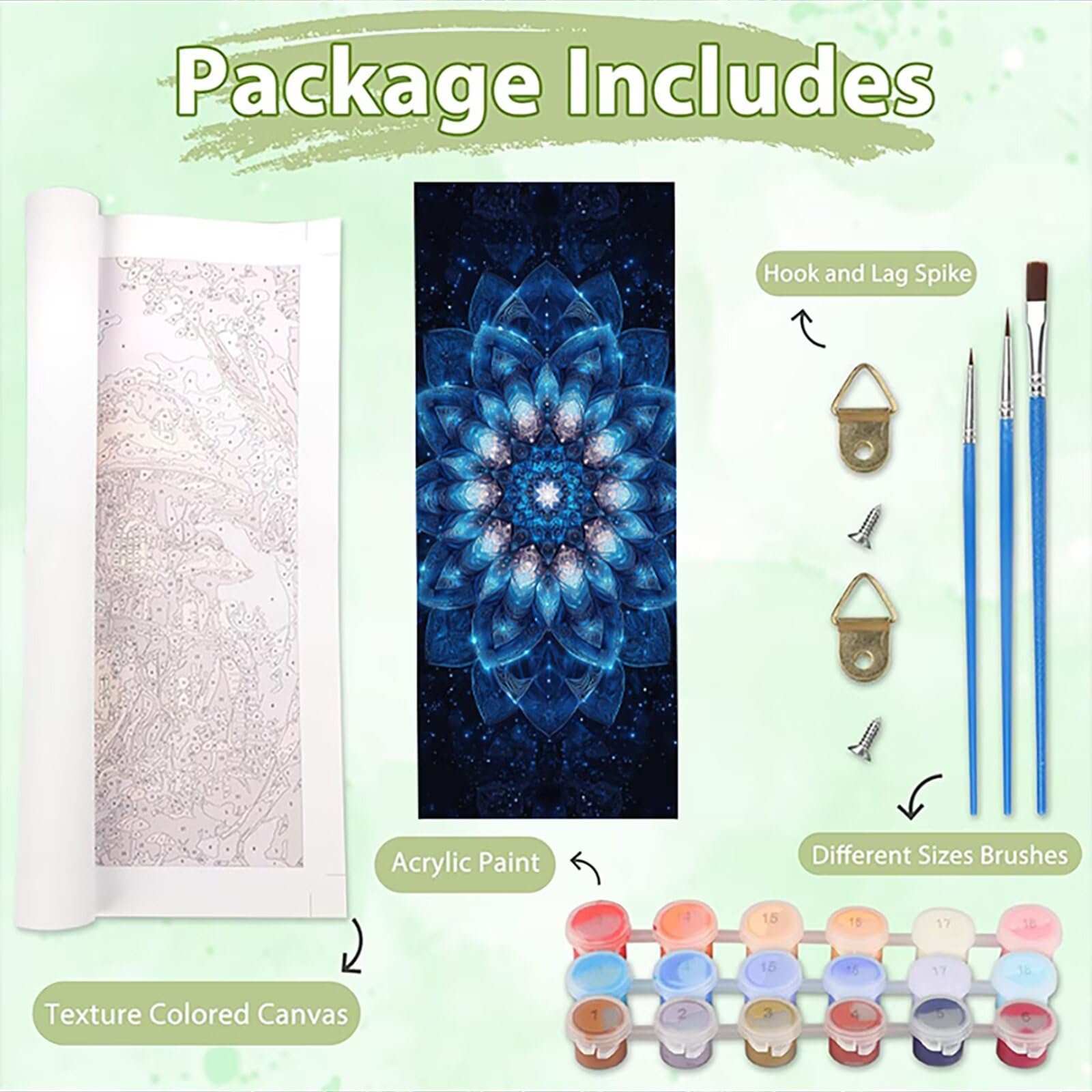 Malen Nach Zahlen 50x150cm Leinwand Mantello Malen Nach Zahlen Erwachsene mit Ohne Rahmen, DIY Kreativ Set für Erwachsene mit Pinseln und Acrylfarbe, Zimmer Deko Blau Landschaft Geschenk, P0M-353