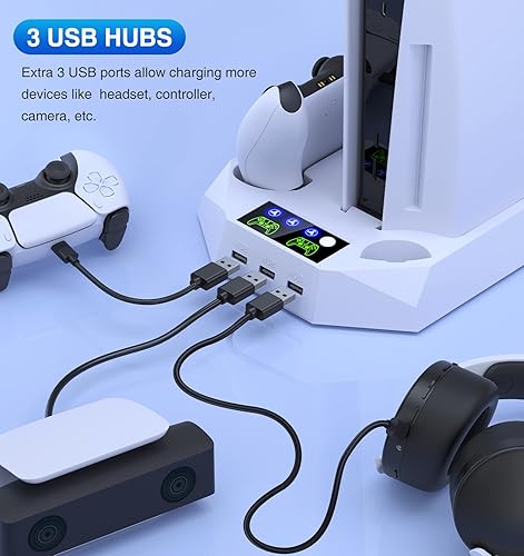 Miniatura 3 de Soporte para PS5 con estación de carga de controlador PS5 estación de refrigeración para consola Playstation 5 PS5 Discedición digital accesorios
