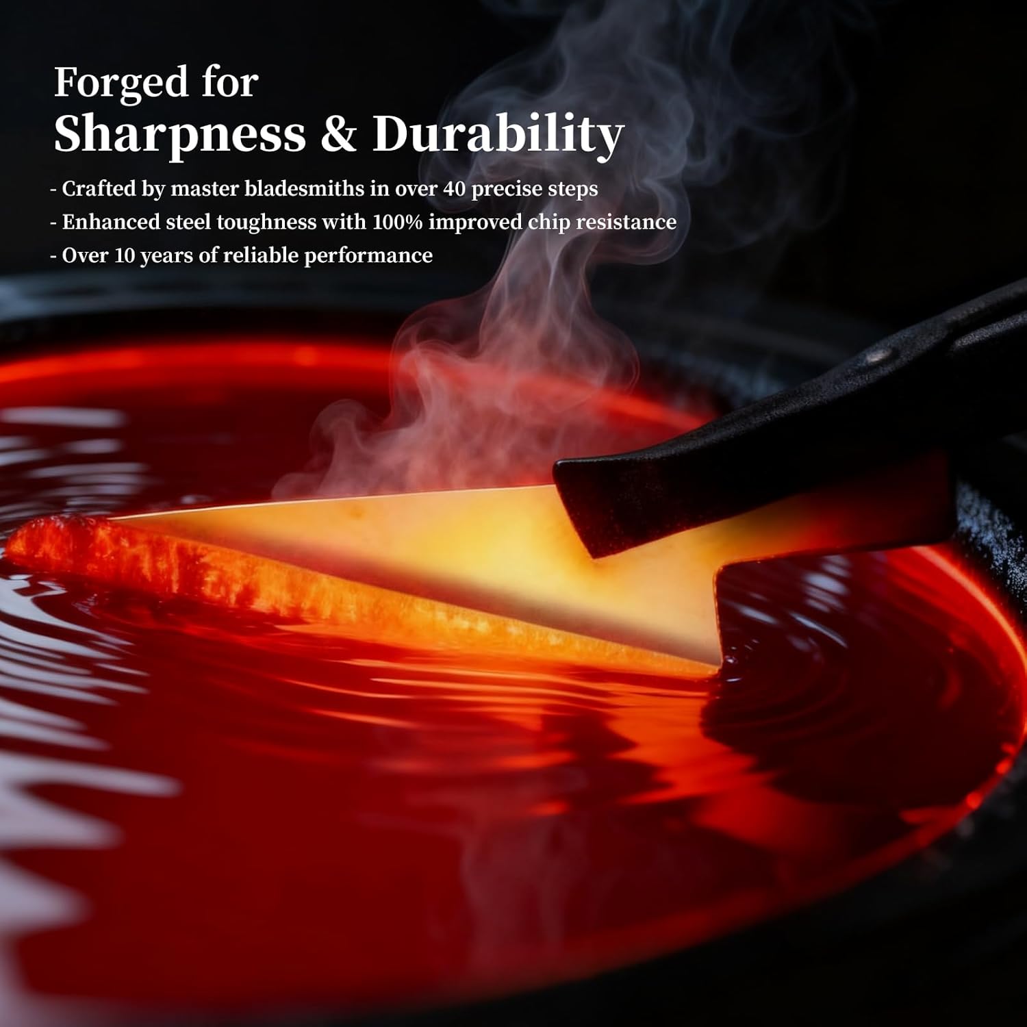 Japanese Nakiri Knife, 7 Inch Hand Forged Chef Knives with VG10 Steel, Professional Kitchen Knives, Ultra Sharp Vegetables Knife with Ergonomic Red Handle, Cooking Gifts for Men and Women - Image 3