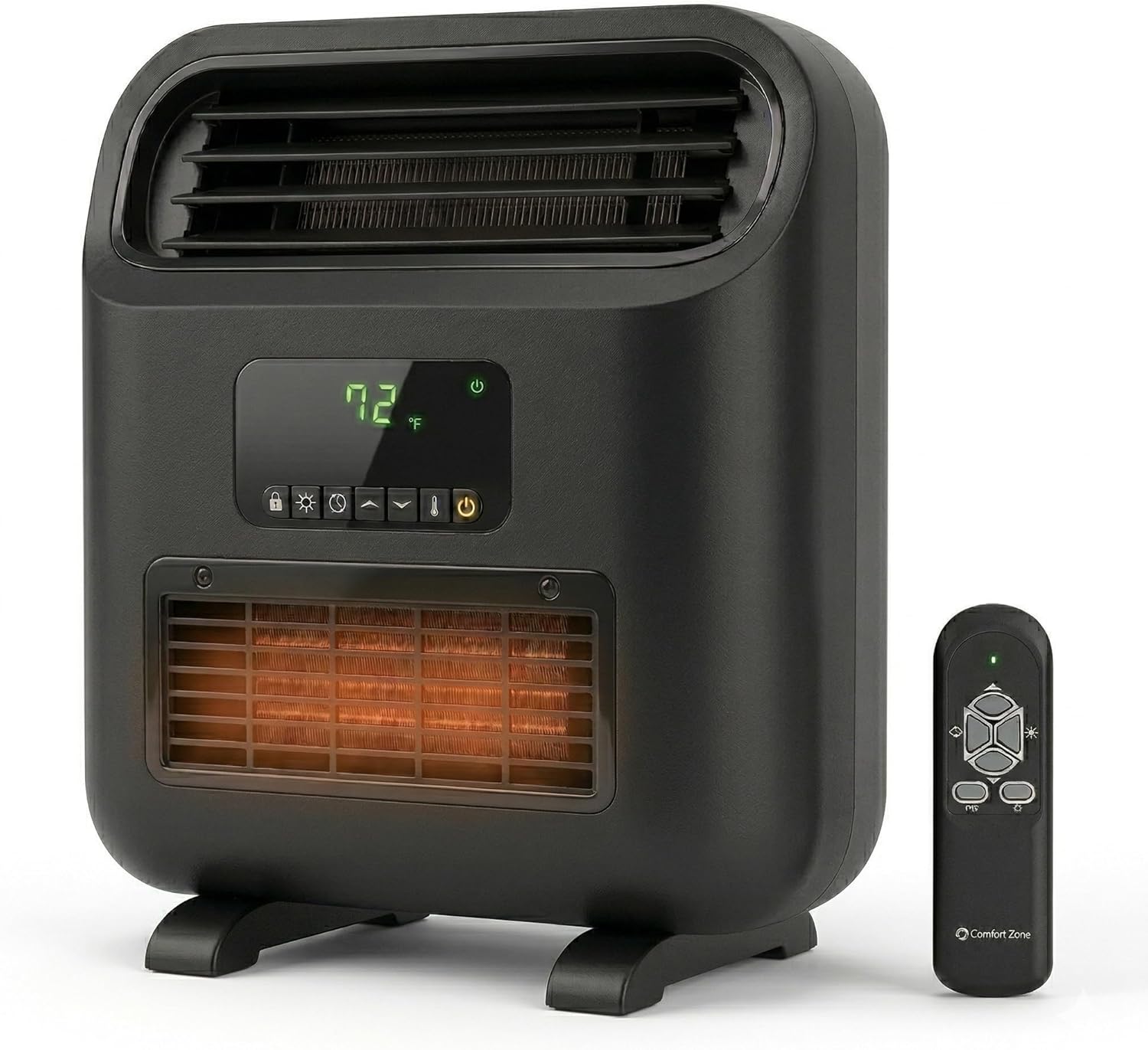 Comfort Zone 14" Wall Mount & Freestanding Space Heater – 1500W Electric Heater with Remote, Digital Thermostat, ECO Mode & 12H Timer – Portable or Wall-Mounted Floor Fan
