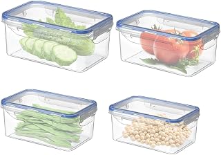4 Pcs Plastic Food Storage Containers with Leak Proof & Airtight Lids For Kitchen Oven Freezer Microwave, Meal Prep Lunch Box, Dishwasher Safe, Meal Prep Containers Reusable & Stackable