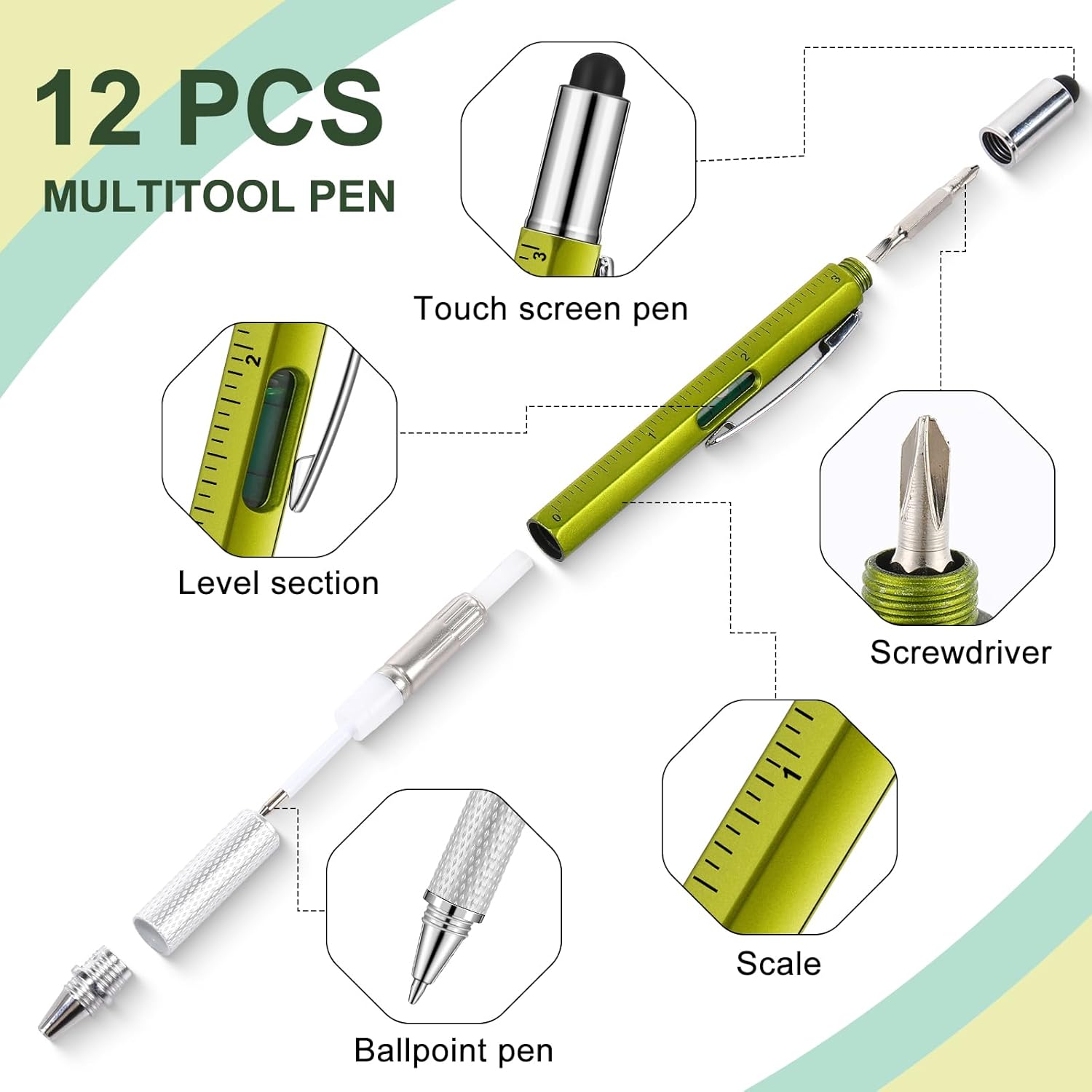 24 Pcs Waterproof Notebook with Multitool Pen Set Include 3 x 5 Top Spiral Pocket Notepad and Gift Tool Pen Back to School Supplies, Outdoor Activities Supplies Employee Appreciation Gifts(Dark Green)