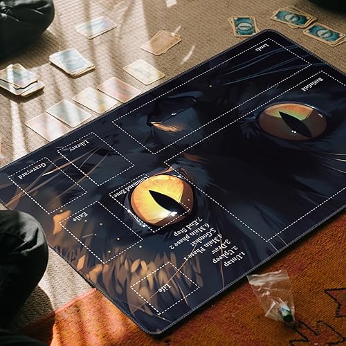 Miniatura 7 de BVCLKJPOI Tapete de juego de cartas cosido, Magic The Gathering Play Mat para MTG Playmat con zonas de superficie de goma lisa, Magic The Gathering