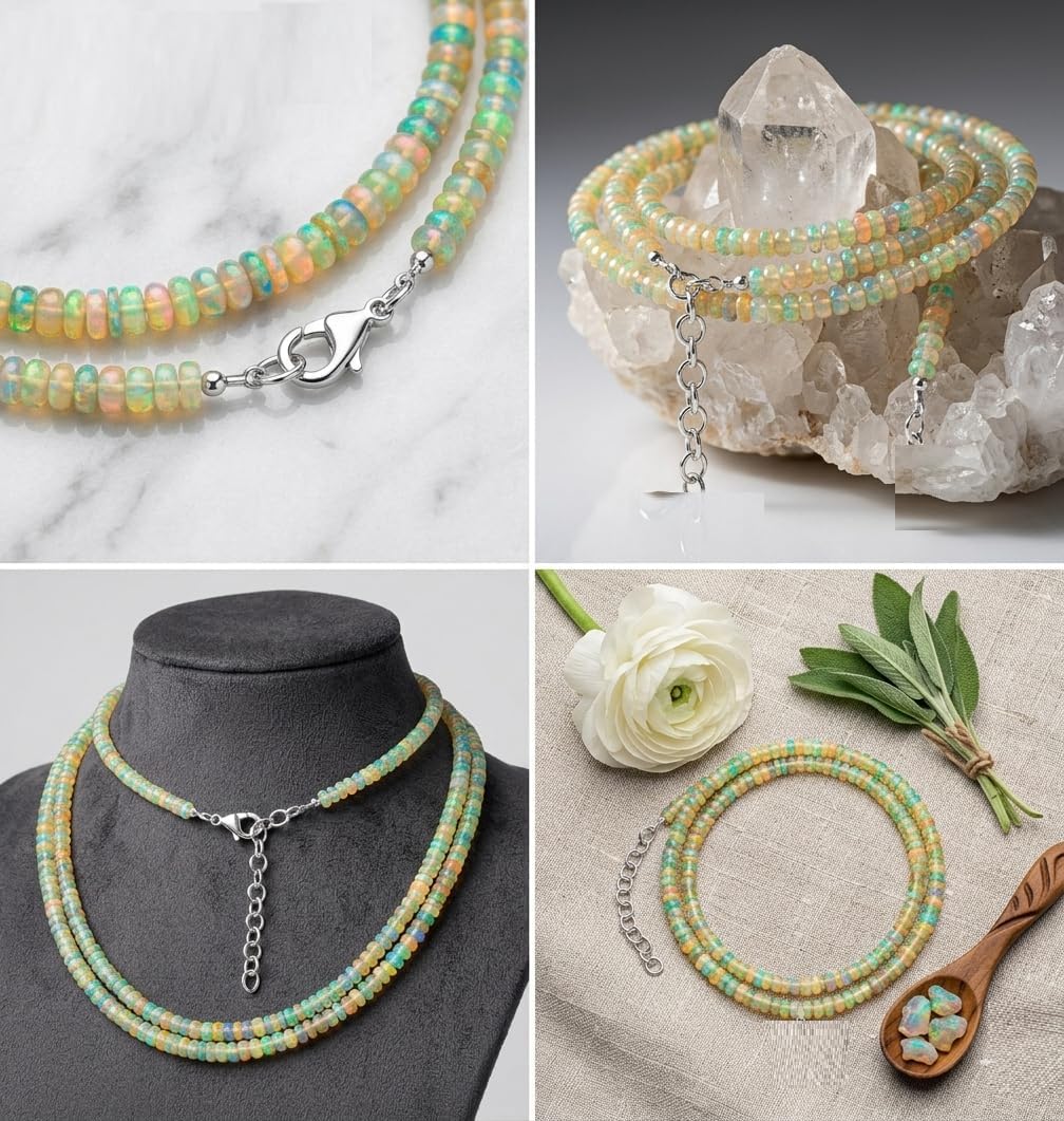 Natural Rainbow Gemstone Beaded Necklace for Women | Healing Crystal Stone Jewelry | Handmade Trendy Necklace Gift for Women & Girls