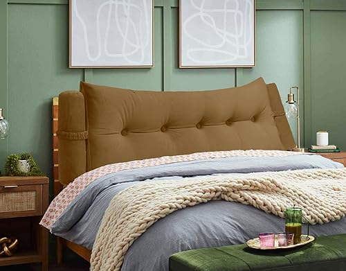 Miniatura 2 de Almohada triangular de lectura para reposo en cama, cojín bolster grande para cabecero, respaldo, almohada de cuña con dos almohadas cilíndricas