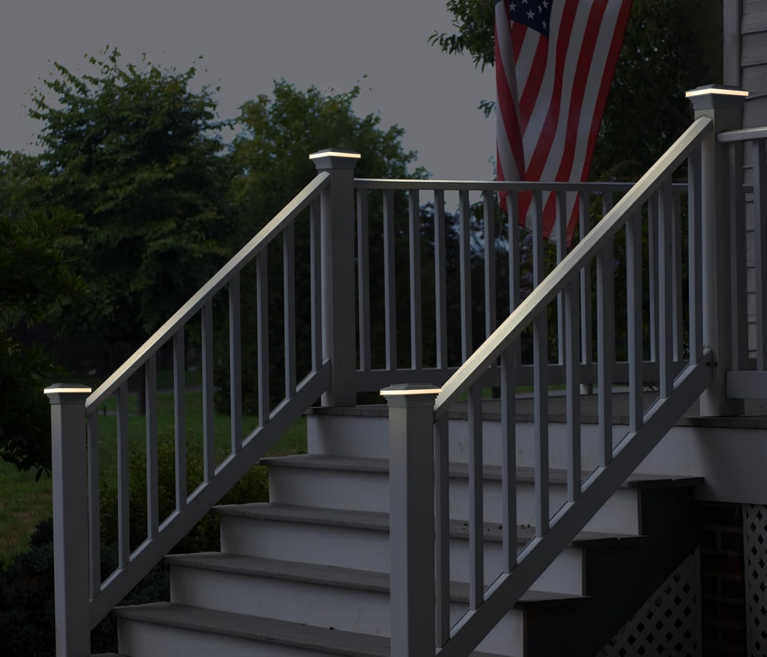 GKOLED Low Voltage Flat Top Post Cap Light, 3W 12V AC/DC, Outdoor Fence Lighting for 3.5'' x 3.5'' and 4.0’' x 4.0’’, 3000K LED Fence Lights for Landscape, Waterproof, Die-cast Aluminum Top, White