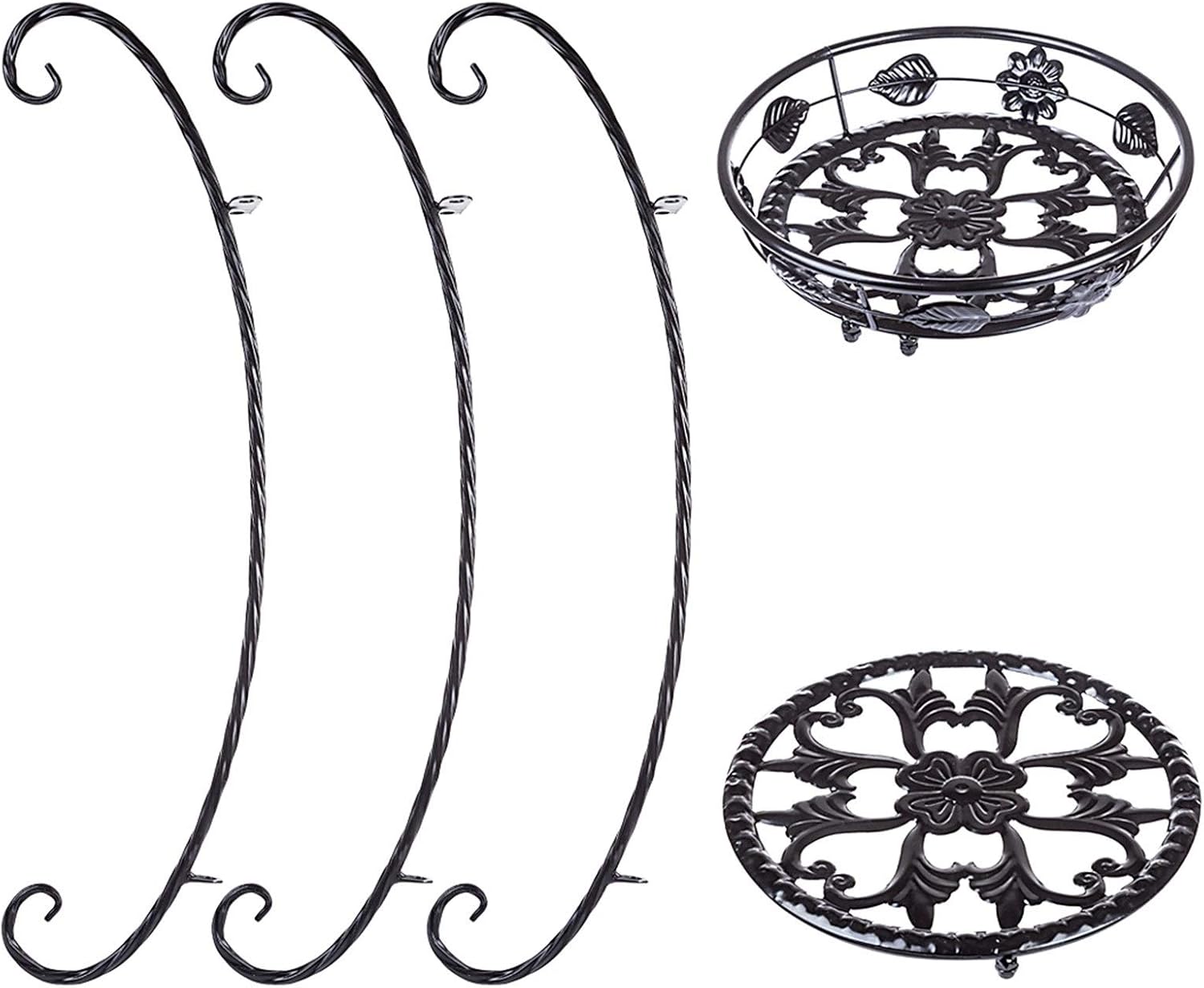 European Double-Layer Wrought Iron Flower Stand Flower Pot Shelf Balcony Living Room Flower Pot Rack