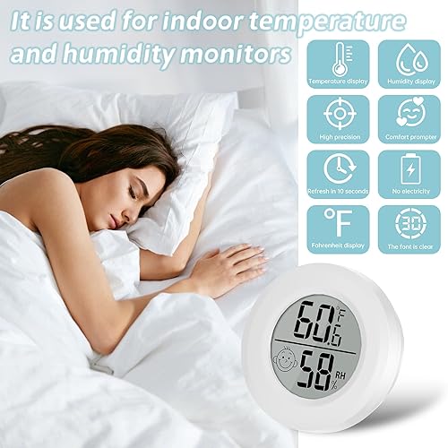 Miniatura 2 de Paquete de 3 mini higrómetros termómetro medidor digital LCD monitor interior temperatura humedad redonda medidor para humidores, hogar,