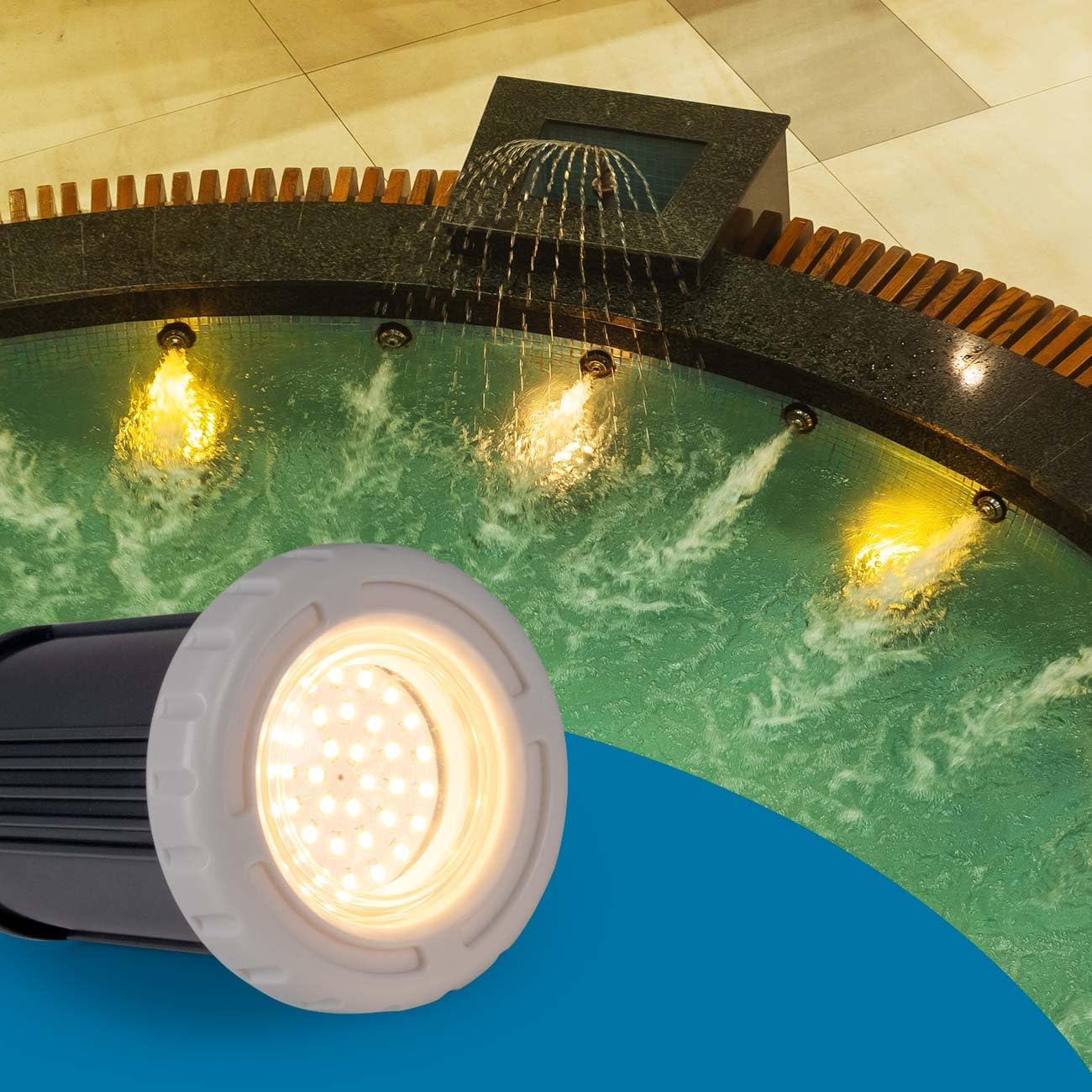 BARCELONA LED LED Poolleuchte 3W AC12V IP68 Unterwasserleuchte Ø94mm Warmweiß 3000K SMD2835 LED Poollicht Aufbaumontage für Pool, Jacuzzi, Spa, Brunnen, Teich, Wasserdekoration