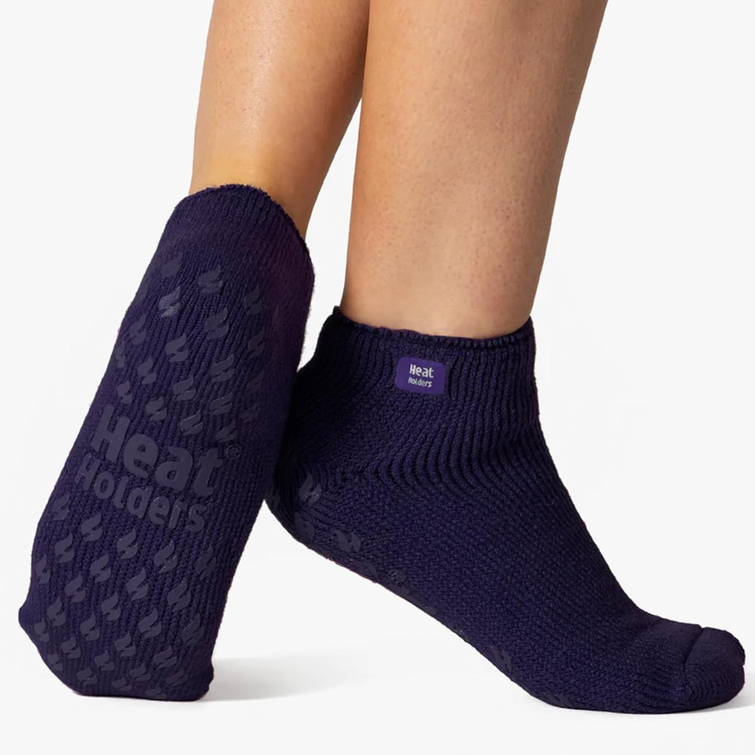 HEAT HOLDERS 3 Pack Womens Low Slipper Socks Thermal Sneaker Slipper Socks (5-9, Deepest Plum)