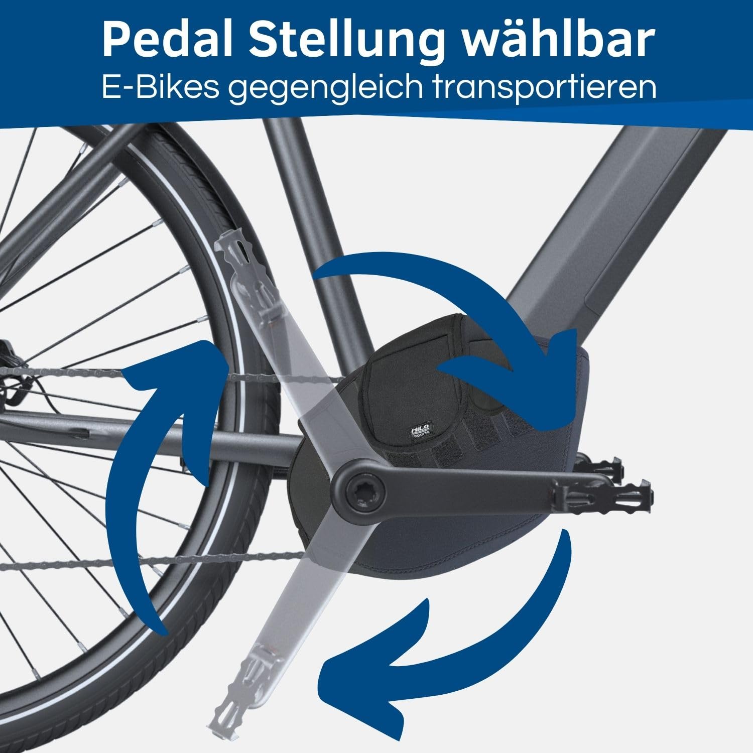 HiLo sports E-Bike Motor Schutzhülle - [Für alle Mittelmotoren] - Passend für Bosch, Shimano, Brose, Yamaha - Fahrrad Transportschutz bei Regen, Spritzwasser & Schmutz -Neopren Fahrradschutz (Neopren)