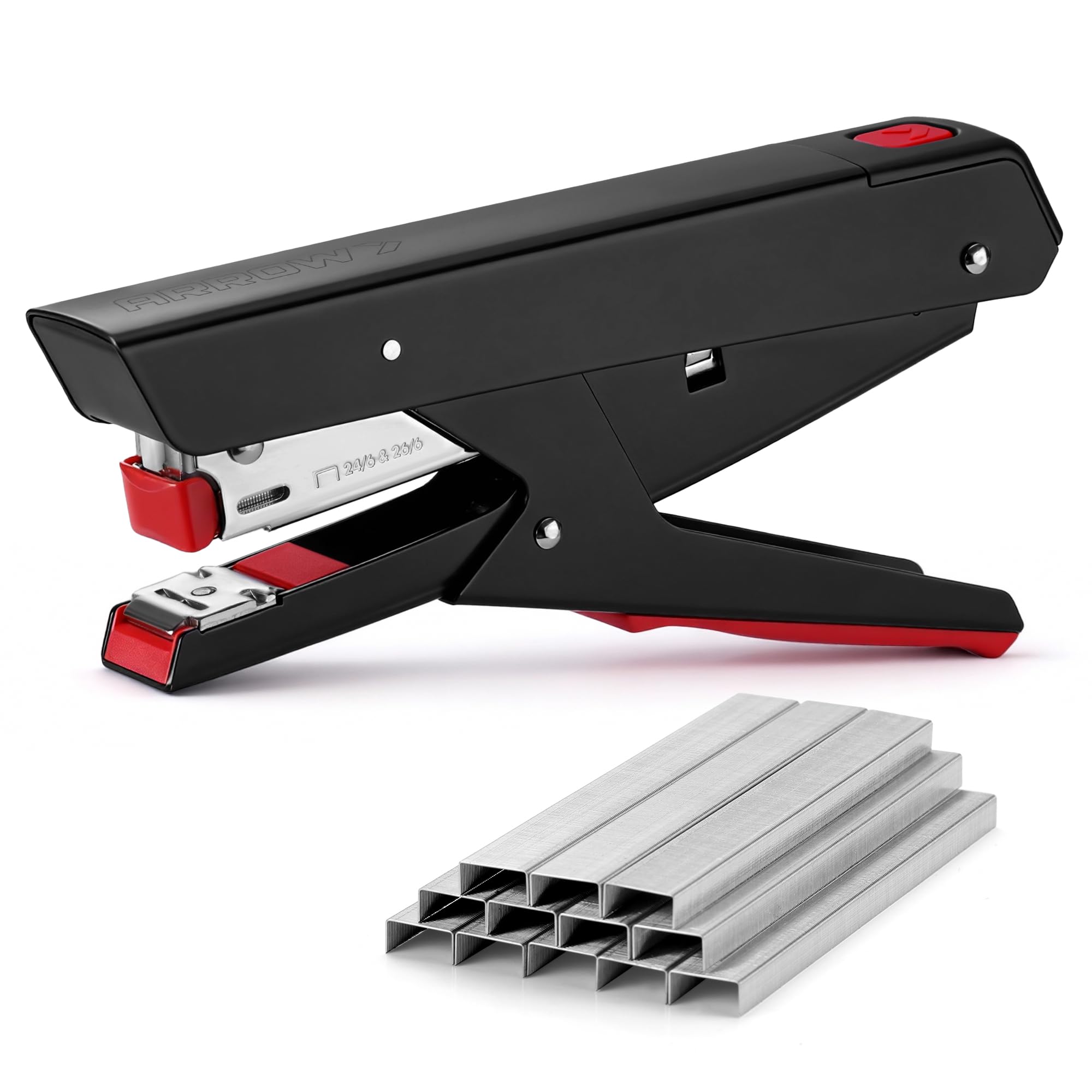 Arrow Plier Stapler Set, Metal Hand Stapler with 2520 Staples, Full-Strip Loading, 25 Sheet Capacity, Dual-Mode Anvil, One-Touch Staple Loading,