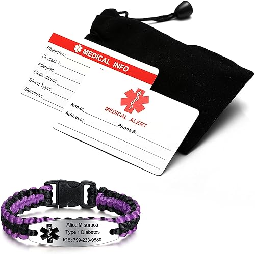 Miniatura 7 de Pulsera de alerta médica personalizada para mujeres y niñas  Pulseras personalizadas de identificación de alerta médica grabadas  Pulseras de