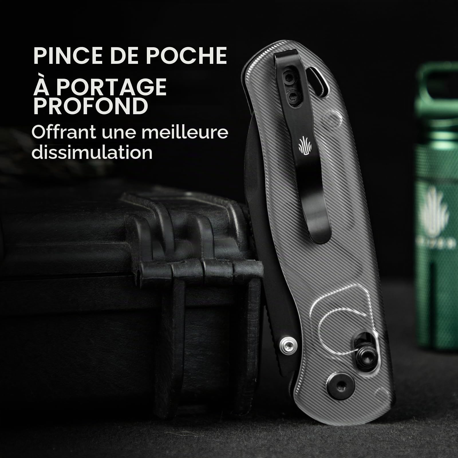 Kizer Drop Bear EDC Couteau de Poche, 2,97" Lame Nitro-V Manche en Acrylique Couteau Pliable avec Ouverture par Bouton-Poussoir, Verrouillage à Embrayage Couteaux EDC pour Hommes et Femmes V3619A9