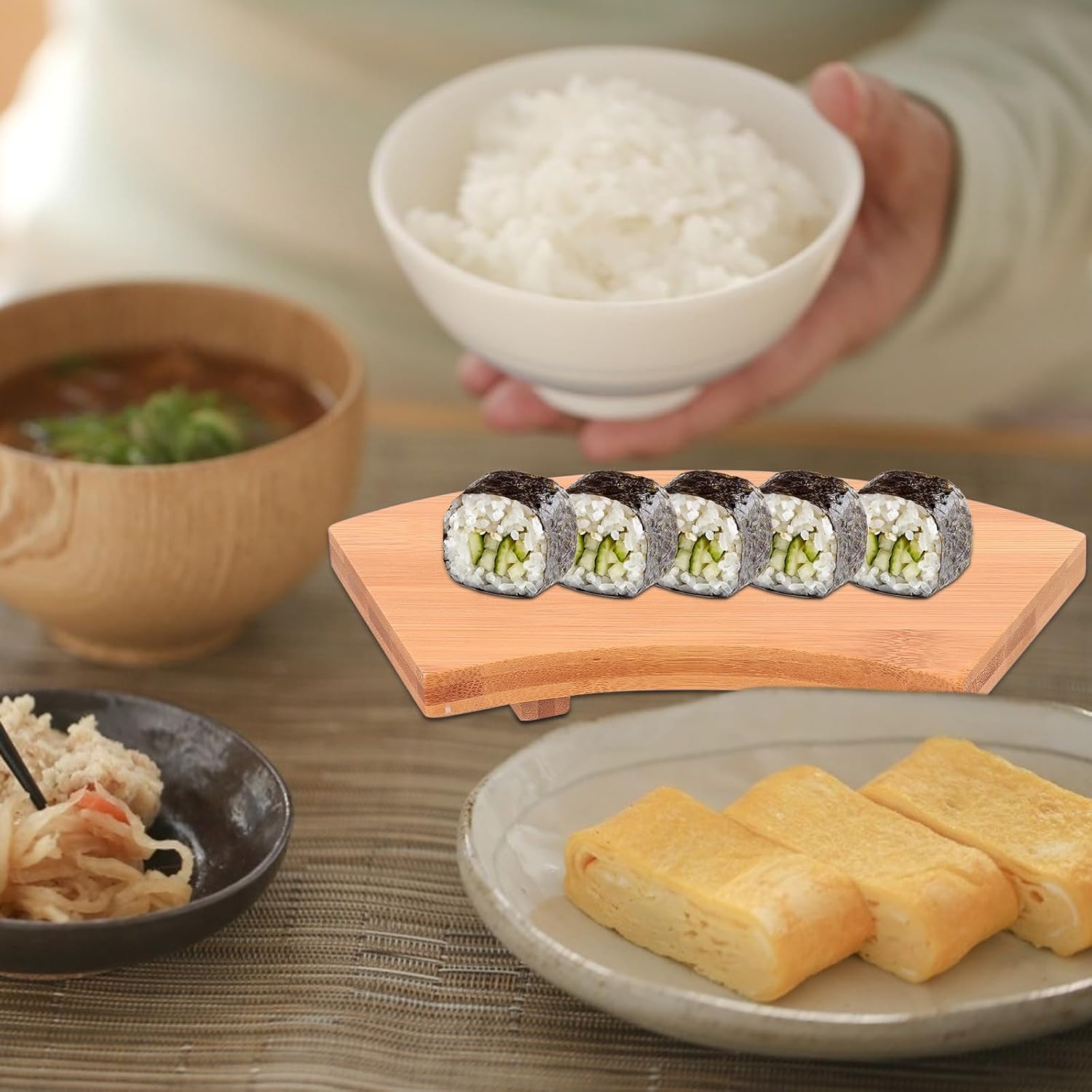 Sushi Boat Tray Fan-shaped Sushi Serving Plate Natural Snack Plate Japanese Style for Dining and Entertaining