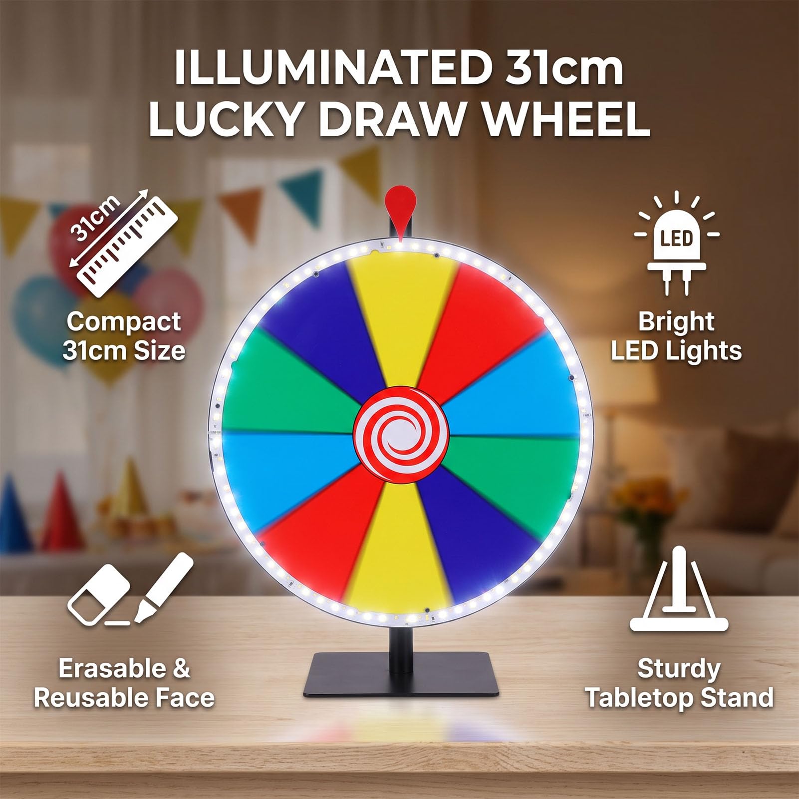 Luocute Tavolo Rotante per Premi con Supporto, 31 Cm, 10 Slot