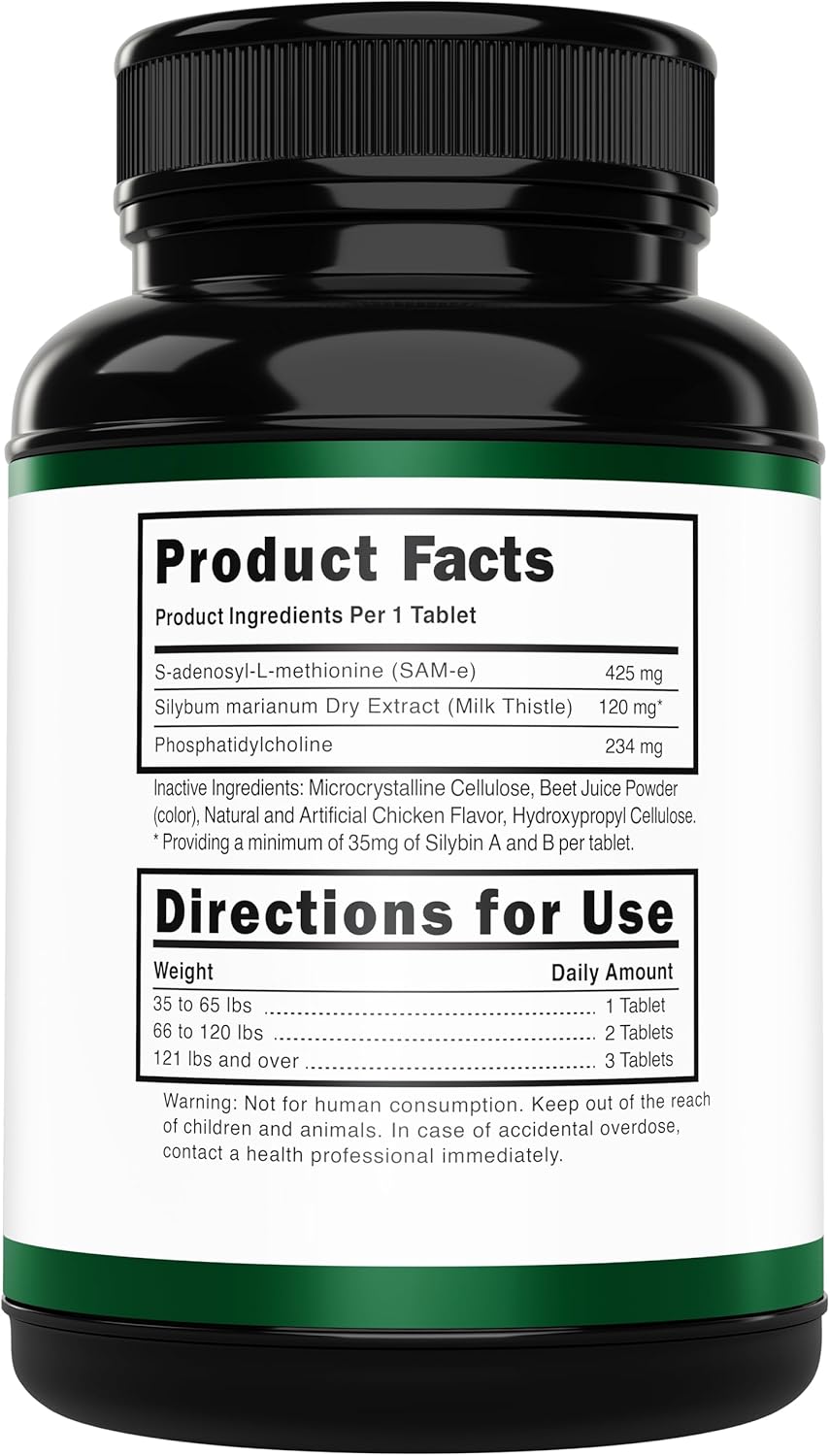 Liver Support Supplement for Large Dogs with Silymarin (Same & Silybin) S-Adenosyl-L-methionine (SAM-e) & Silybum (Milk Thistle) Dog Liver Supplement - 3rd Party Tested, Non GMO - 30 Chewable Tablets