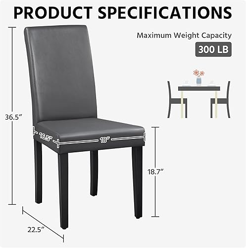 Miniatura 13 de Yaheetech Parson - Juego de 4 sillas de comedor tapizadas de tela con asiento acolchado y patas de madera maciza para comedor/restaurante, diseño