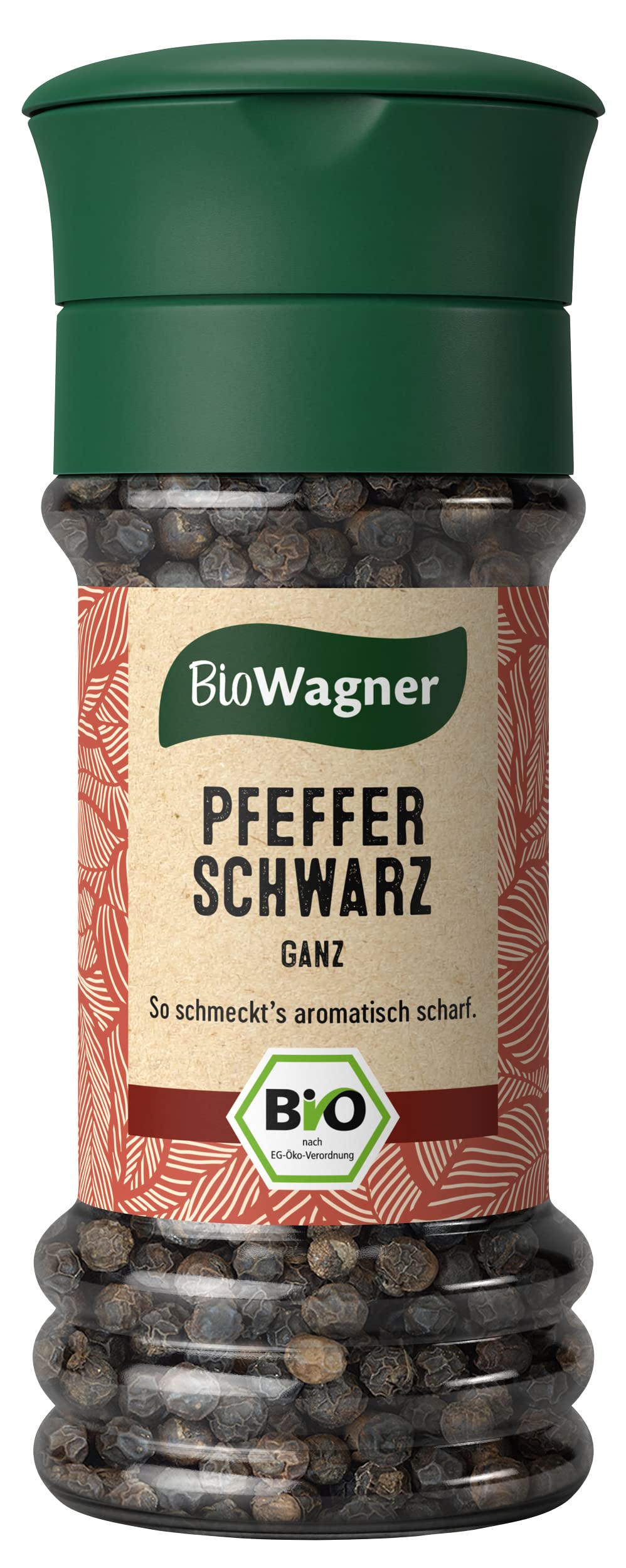 BioWagner - Bio Pfeffer schwarz in der Mühle | aromatische Scharfe Note | naturbelassene Bio-Zutaten