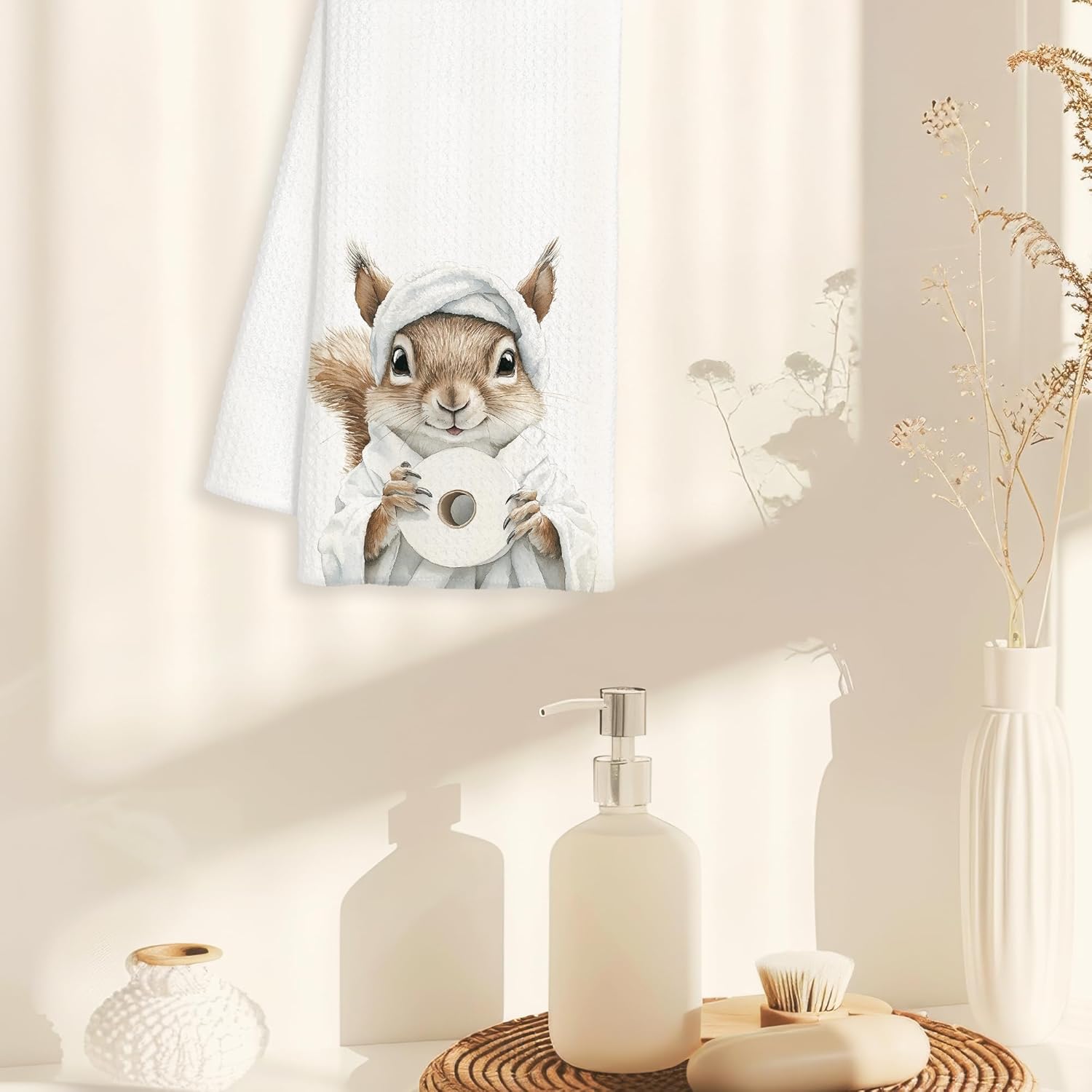 Funny Squirrel Gifts Hand Towels for Bathroom Decor, Gifts for Squirrel Lovers, Cute Wild Animal Squirrels Decorative Hand Towels for Kids Bathroom Restroom Room, 16x24 Inch - Image 4