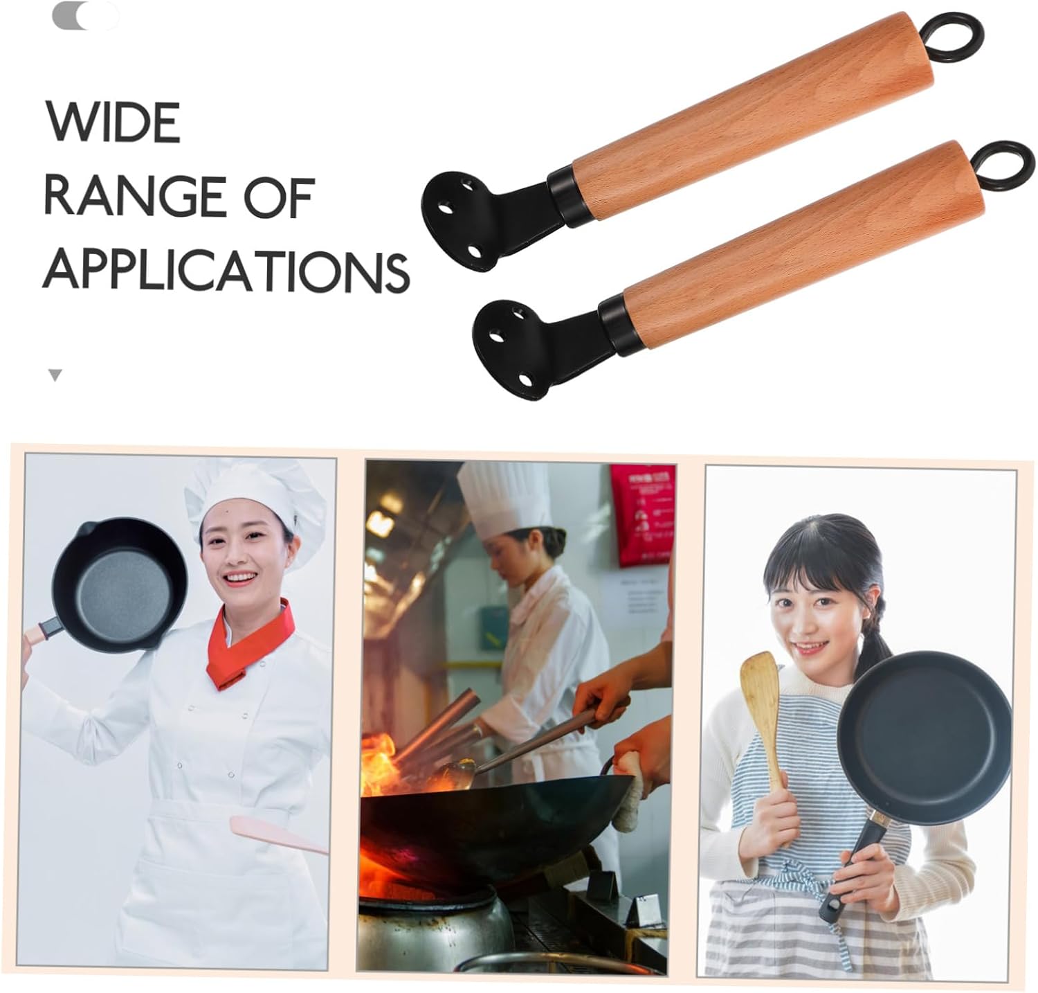2pcs Ergonomic Wood Grip Replacement Pot Handle Anti-scald Lightweight Design for Kitchen Cookware Compatible with Non-stick and Stainless Steel Pots