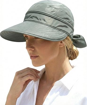 2-in-1 Womens Sun Visor Sun Hat Zipper Off Ponytail Friendly, Lightweight Quick Dry, Summer UV Protection