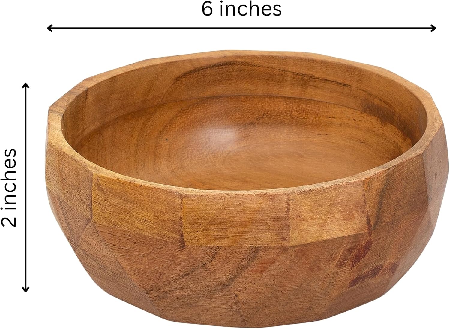 Handmade Wooden Snack Serving & Key Bowl, Decorative Countertop, 6 x 2 Inch