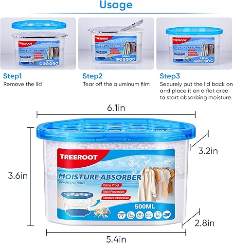 Miniatura 9 de Paquete de 16 absorbentes de humedad, cubo absorbente de humedad de 10.5 onzas, absorbentes de humedad para armario, cubo deshumidificador para