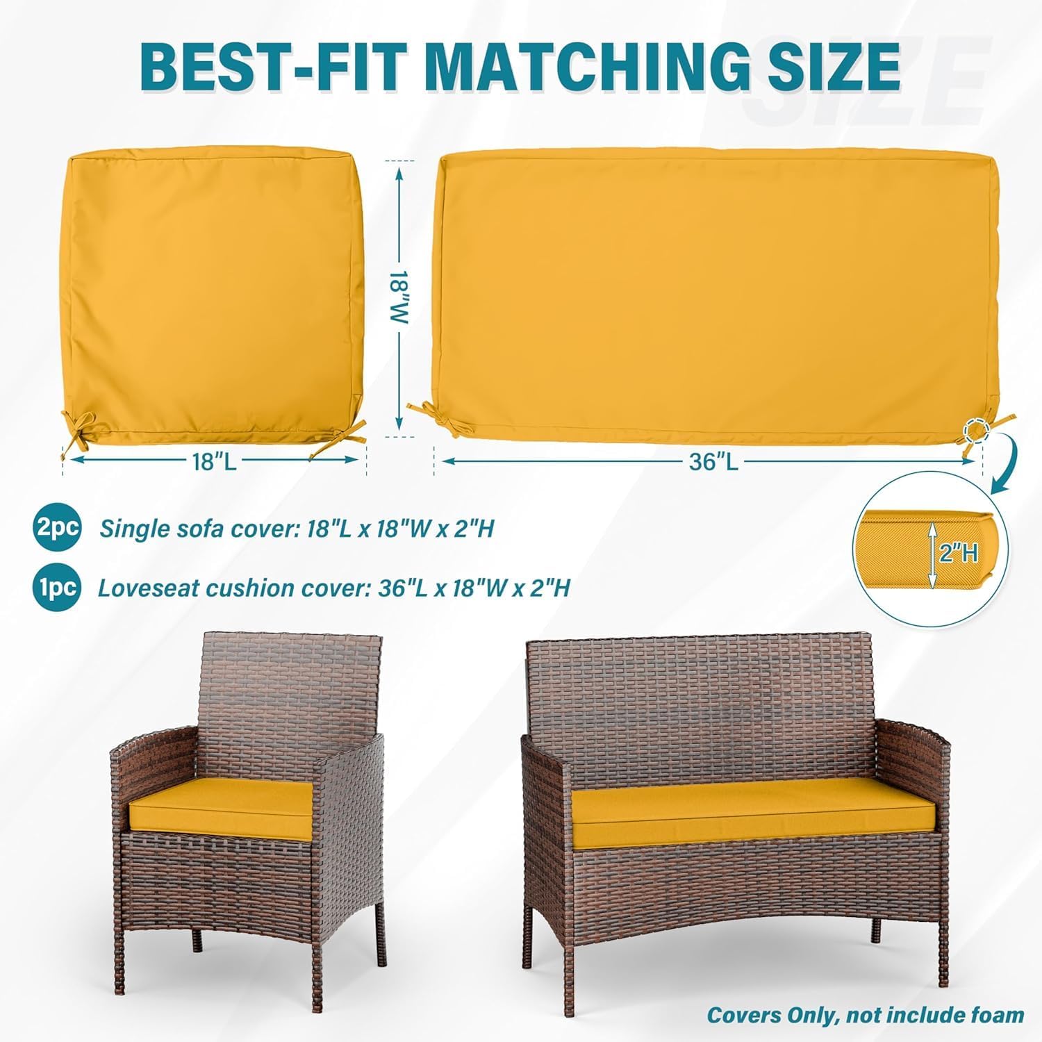 A Three-piece Outdoor Seating Replacement Set, Suitable for Terraces Or Living Rooms Made of Rattan Or Rattan-Like Materials.(Orange)
