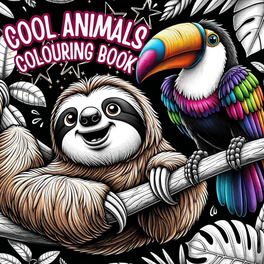 Cool Animals Colouring Book for kids ages 8-12: Animal Colouring Book for Boys | Activity book Featuring 50 Motives including Koala, Sloth, Fox