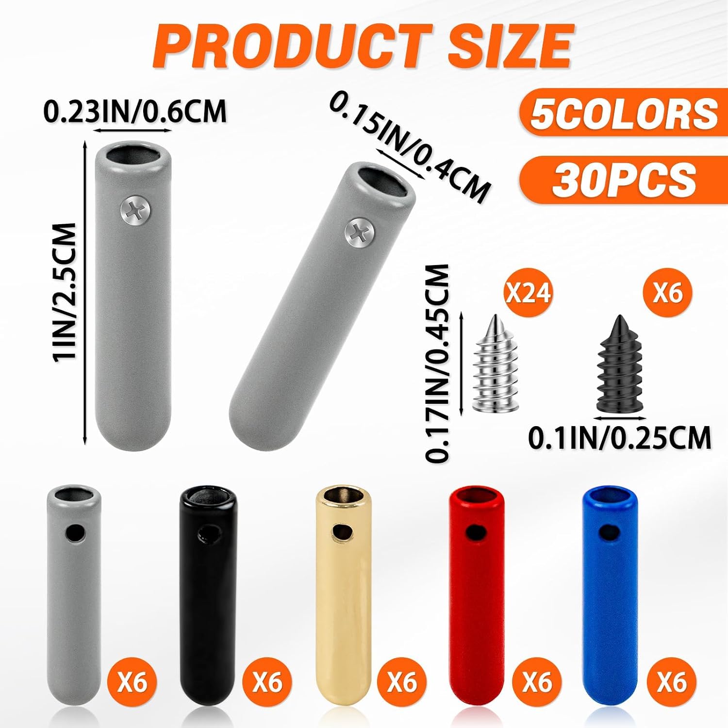 30 Pcs Shoe Lace Ends Tips, 5 Colors Metal Aglets, for DIY Replacement Caps for Shoe Laces Ends, Canvas Hoodies