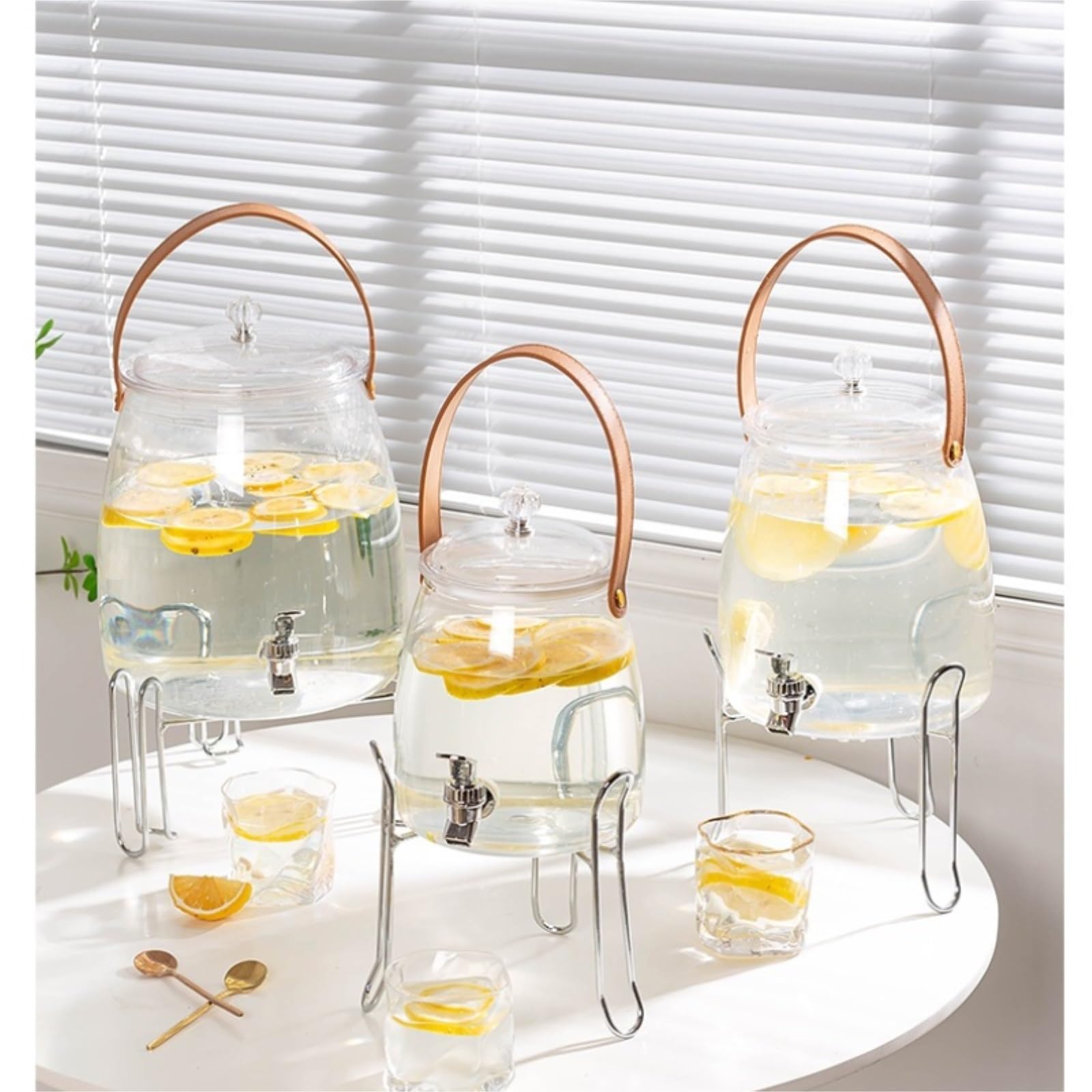 getränke spender Kunststoff-Getränkespenderbehälter mit Edelstahlzapfen und Griff, eisgekühlter Saft, Limonade for Partys kühlung(3L)