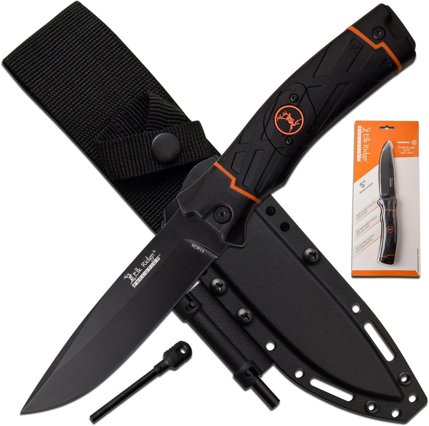 Elk Ridge Evolution Fixed Blade Knife - ERE-FIX010LED-BO