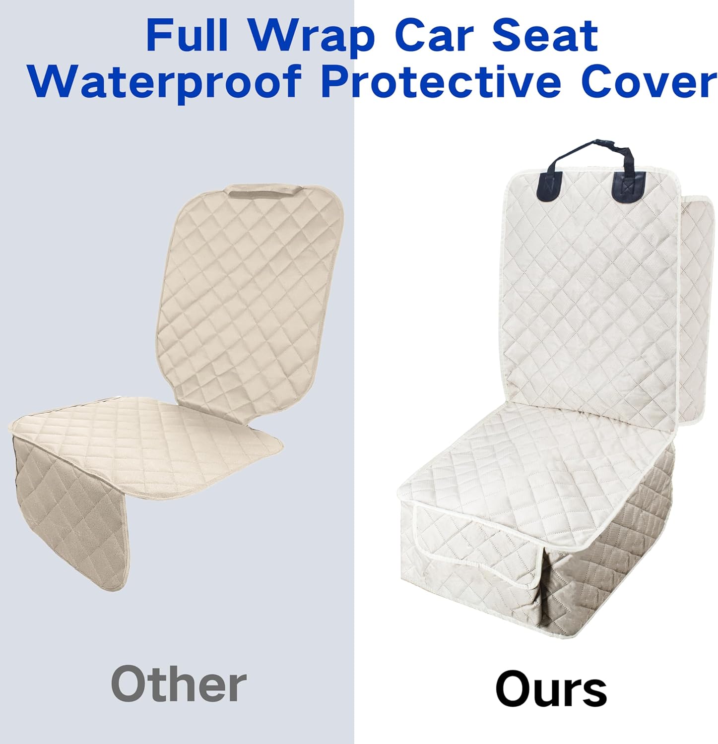 2Pcs Waterproof Front Seat Car Cover, Full Protection Dog Car Seat Cover with Side Flaps, Waterproof Dog Car Seat Cover, Captain Seat Covers for Cars, Trucks, SUVs (Beige)