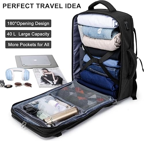 Vista 2 de BIKROD Mochila de viaje para mujer, mochila de transporte extra grande aprobada para vuelos de 45 L, mochila resistente para hombres de negocios